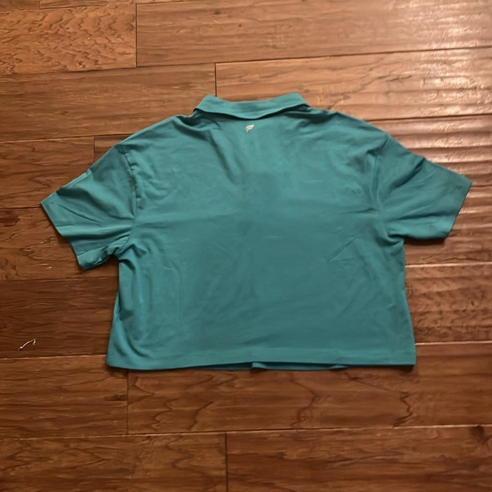 Fabletics Short Sleeve Boxy Polo Cropped Top in Dark Teal Size S - Picture 9 of 9